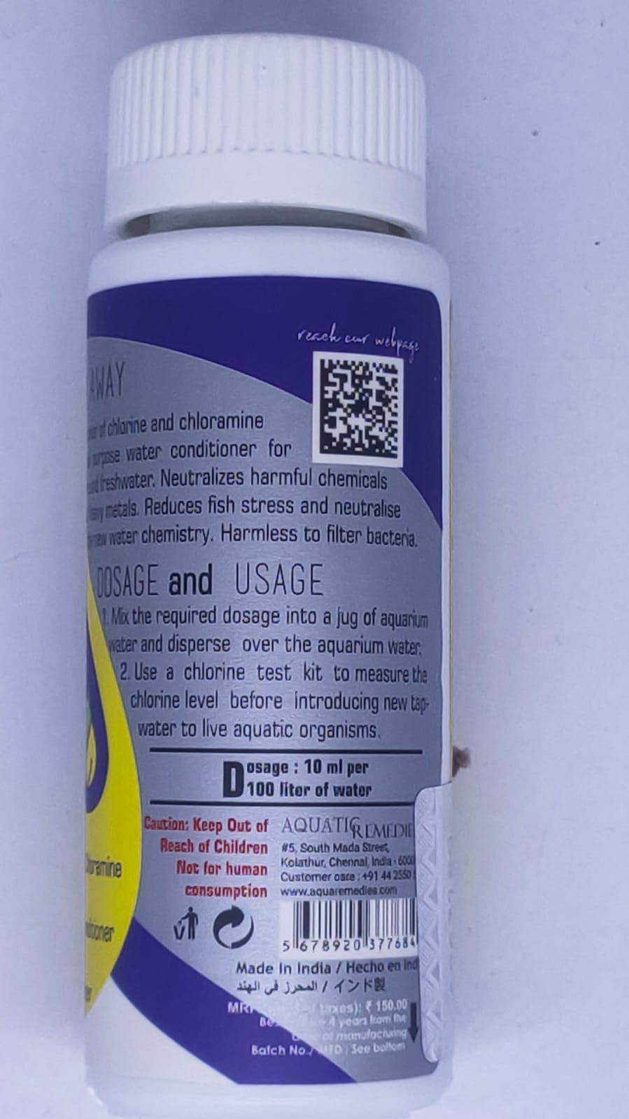 Chlor Away Aquarium Water Conditioner - 60 ML