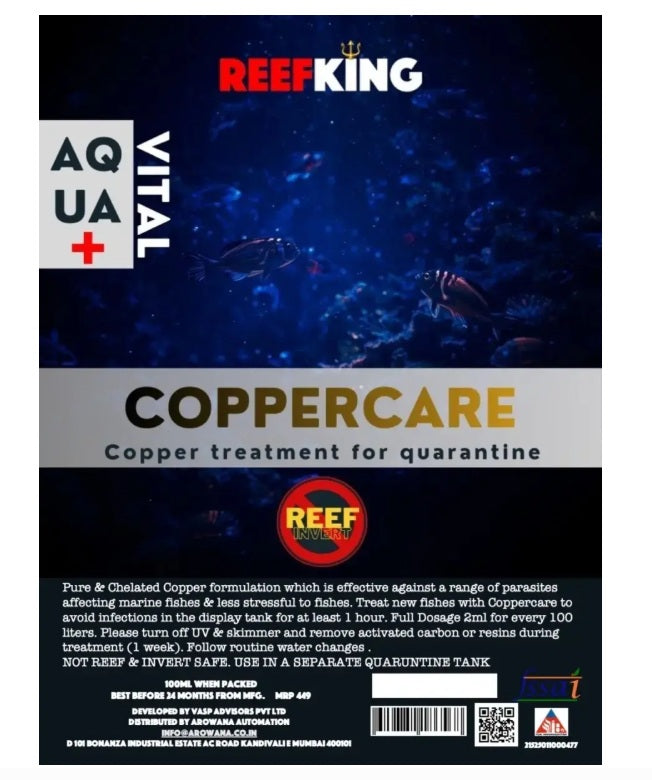 Reefking Coppercare Copper treatment for a range of diseases in marine fish (Quarantine Only) 100ml