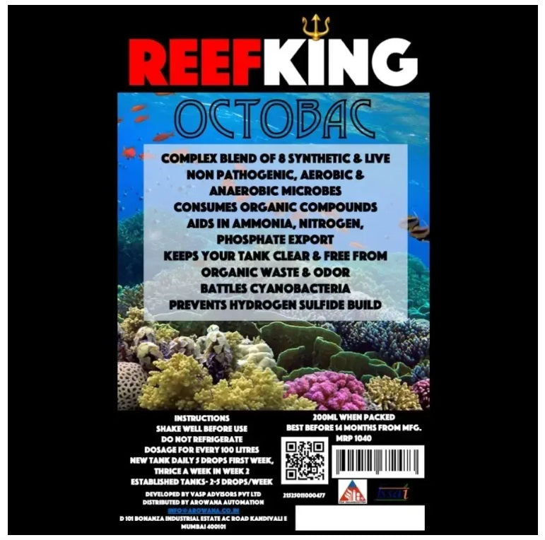 Reefking Octobac Bacteria 200ml All in one bacteria blend of aerobic & anerobic for marine & reef aquarium