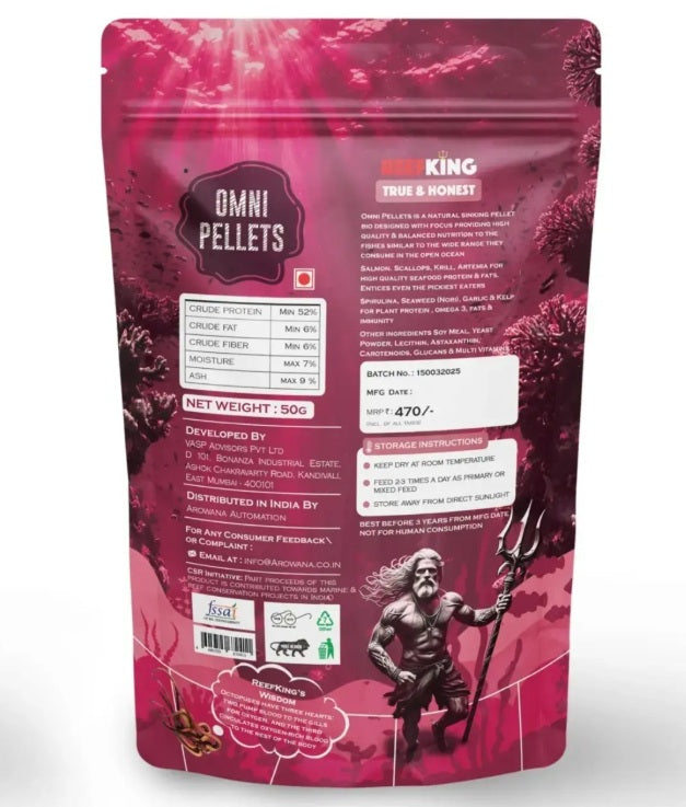 Reefking Omni Pellets Balanced Formula Enriched with Salmon, scallops, squid, krill, artemia seaweed & Kelp
