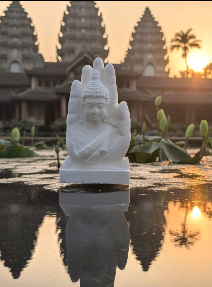 3D Palm Buddha - Single (Black & White)